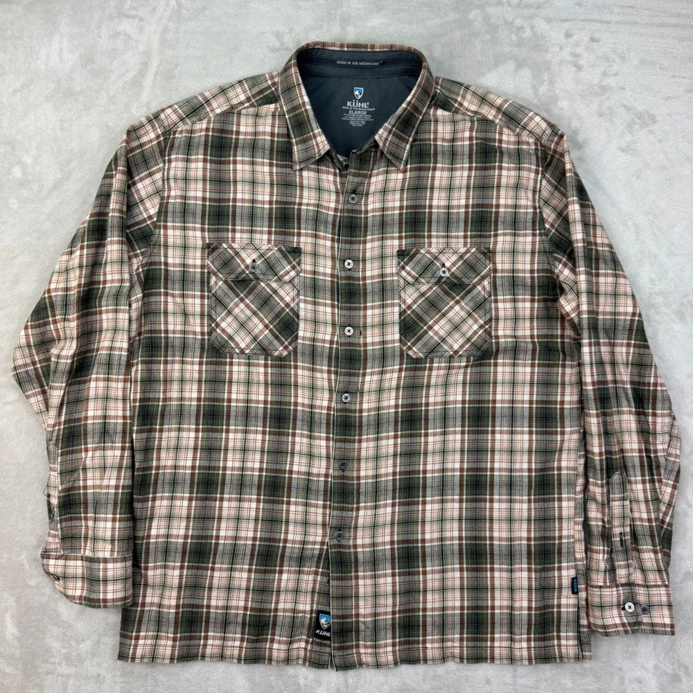 Kuhl Dillinger Descender Flannel Shirt Mens XL Plaid Long Sleeve Button Down